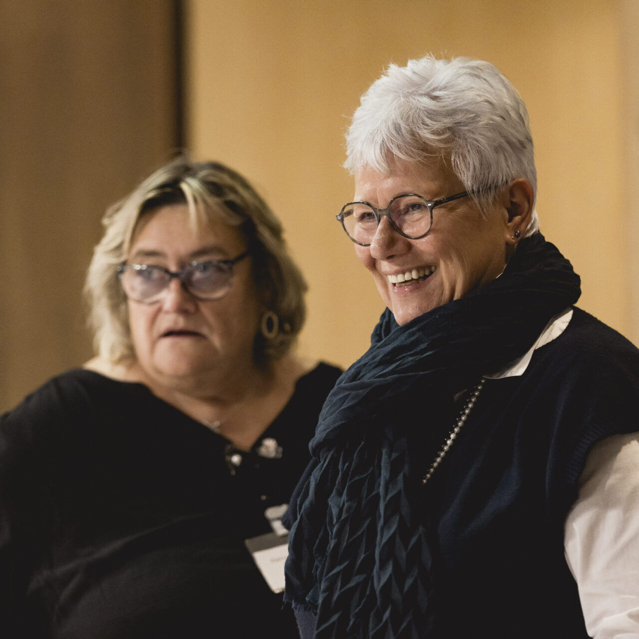 Deux participantes en discussion lors d'une manifestation de l'AVEAS